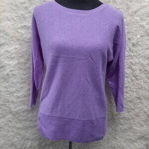 Maxi Studio Women's 100% Extra Merino Wool Purple Crew Neck Sweater Size L